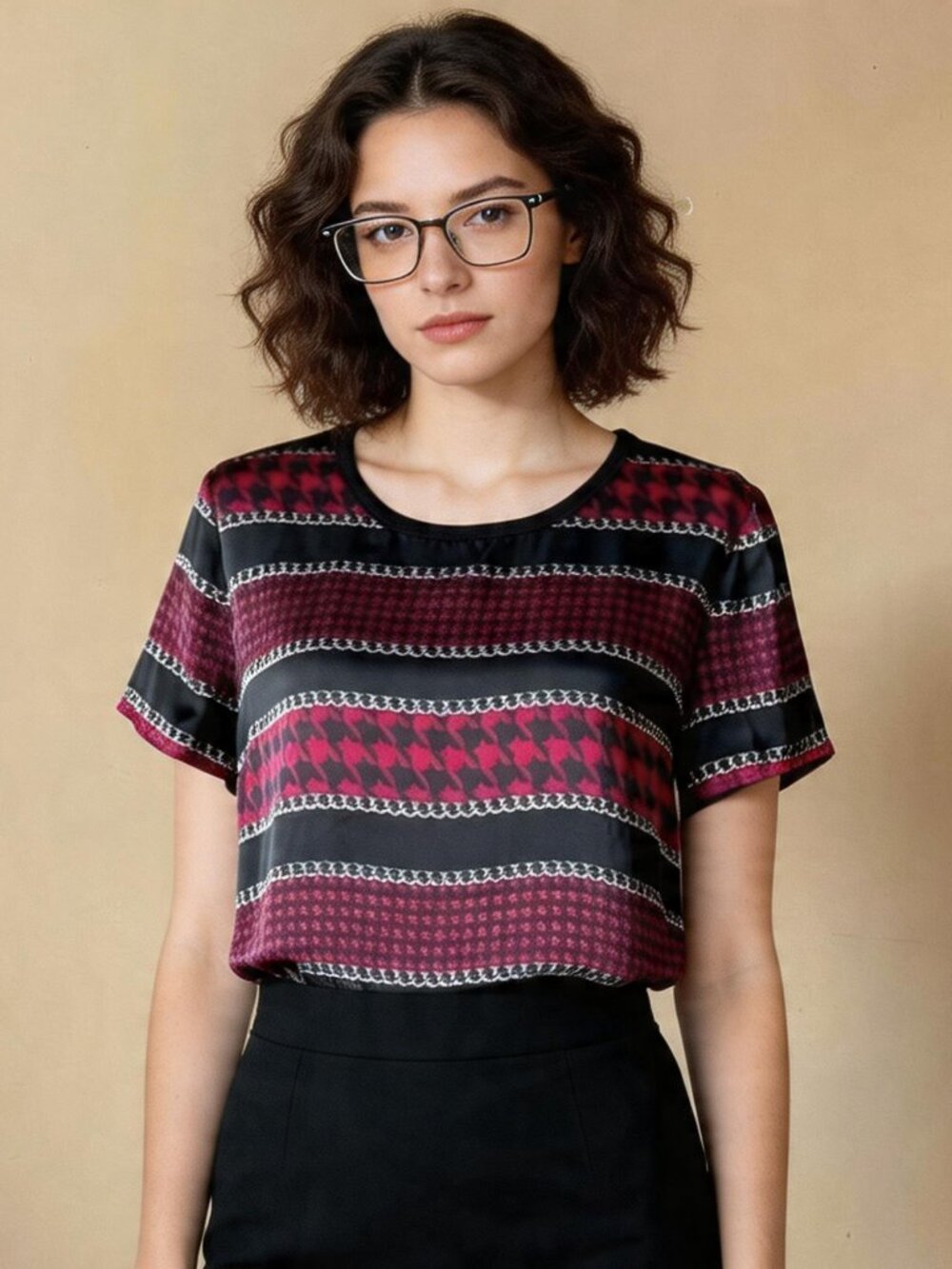 MICHAEL KORS | Mixed Media Printed Tee Sz M